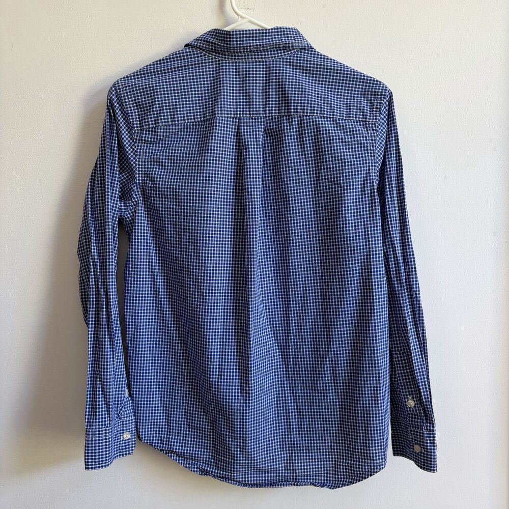 Ralph Lauren Blue Gingham Womens Small* Button Down Cotton Orange Pony Oxford - Picture 6 of 11